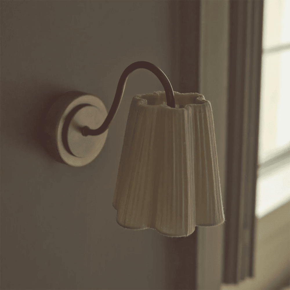 Cecile Gathered Linen Wall Light, Natural