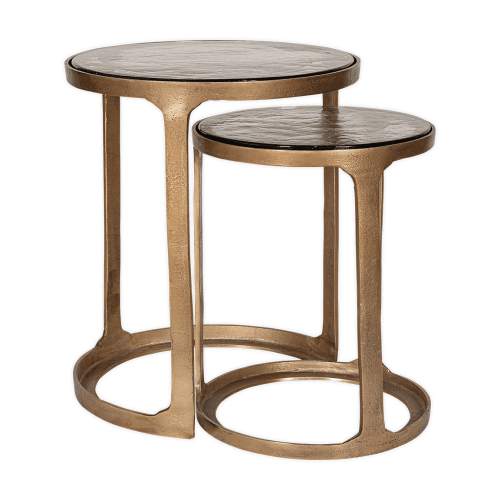 Image showing the Khidki Nesting Side Tables, Antique Brass product.