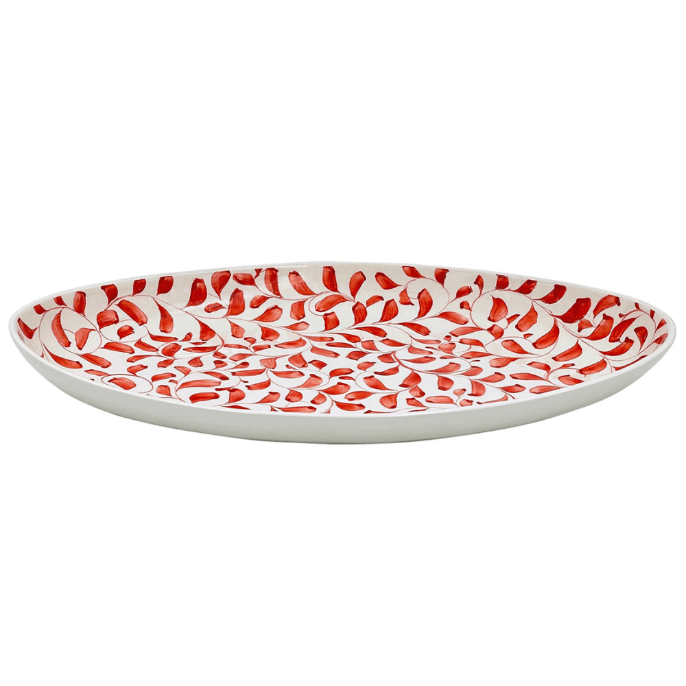 Scroll Oval Platter, Red