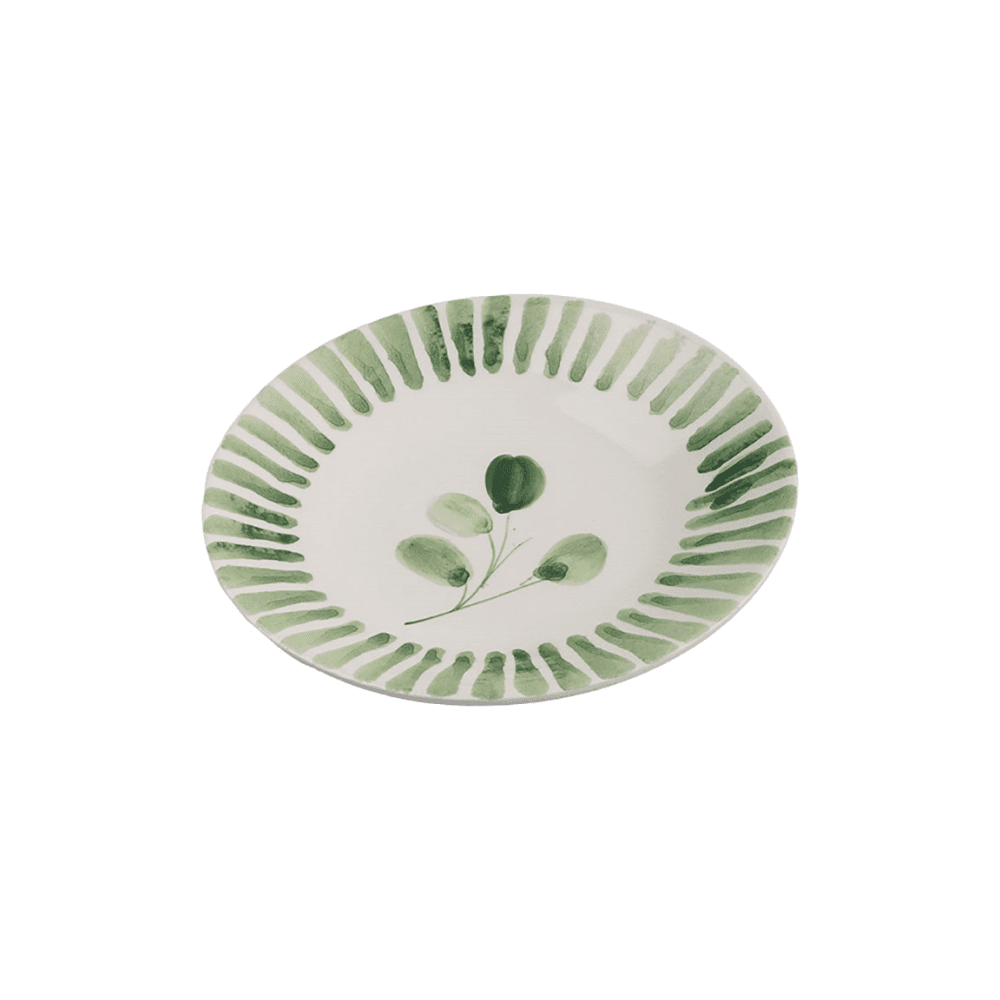 Flora Stripe Side Plate, Green
