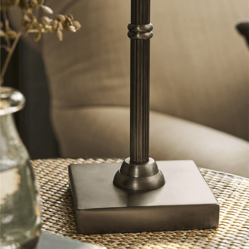 Kelmscot Table Lamp Linen Shade, Antique Bronze Finish