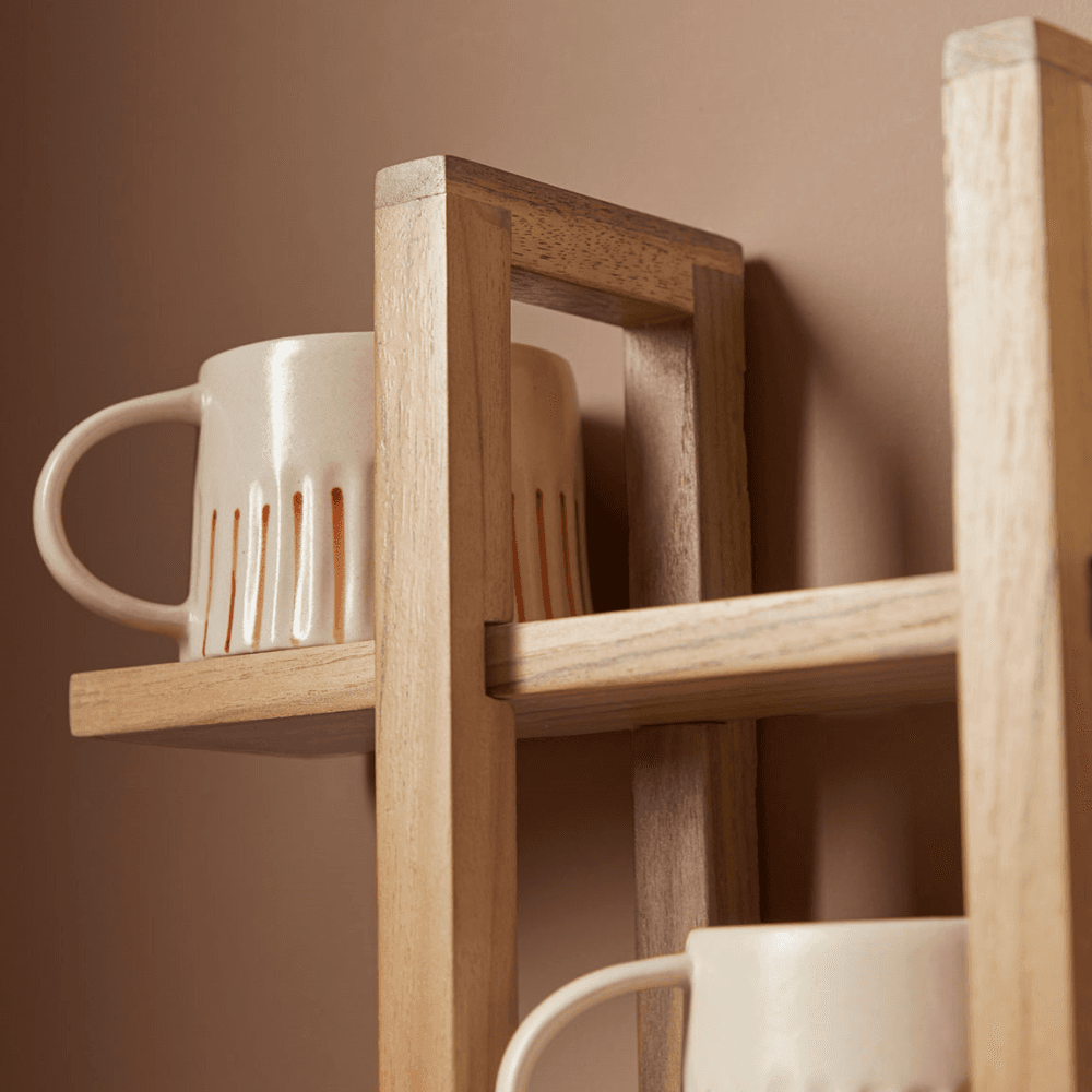 Teak Mug Shelf, Natural