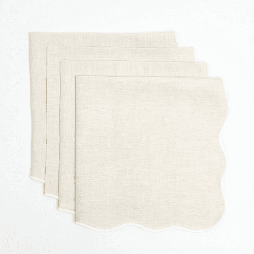 Image showing the Scalloped Set of 4 Napkins, 51 x 51cm, Beige product.