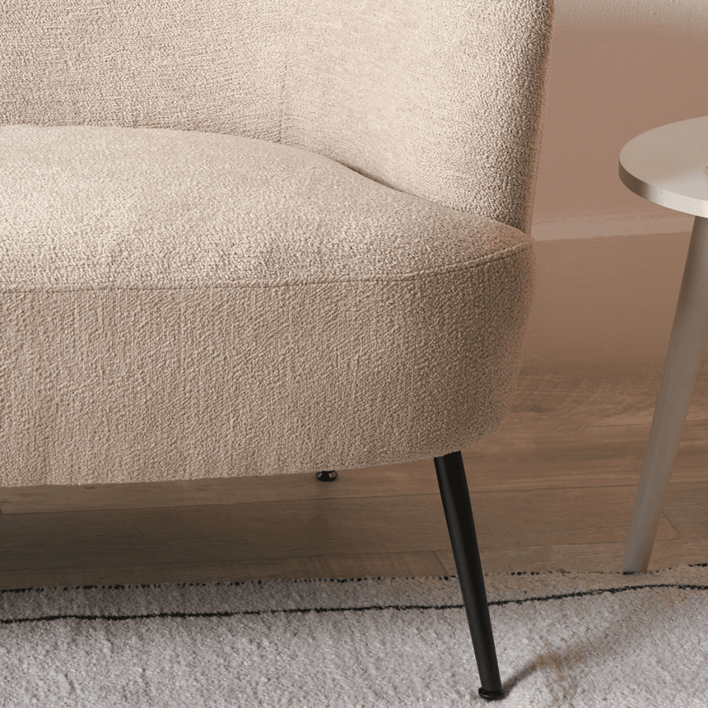 Aviana Teddy and Metal Sofa, Taupe