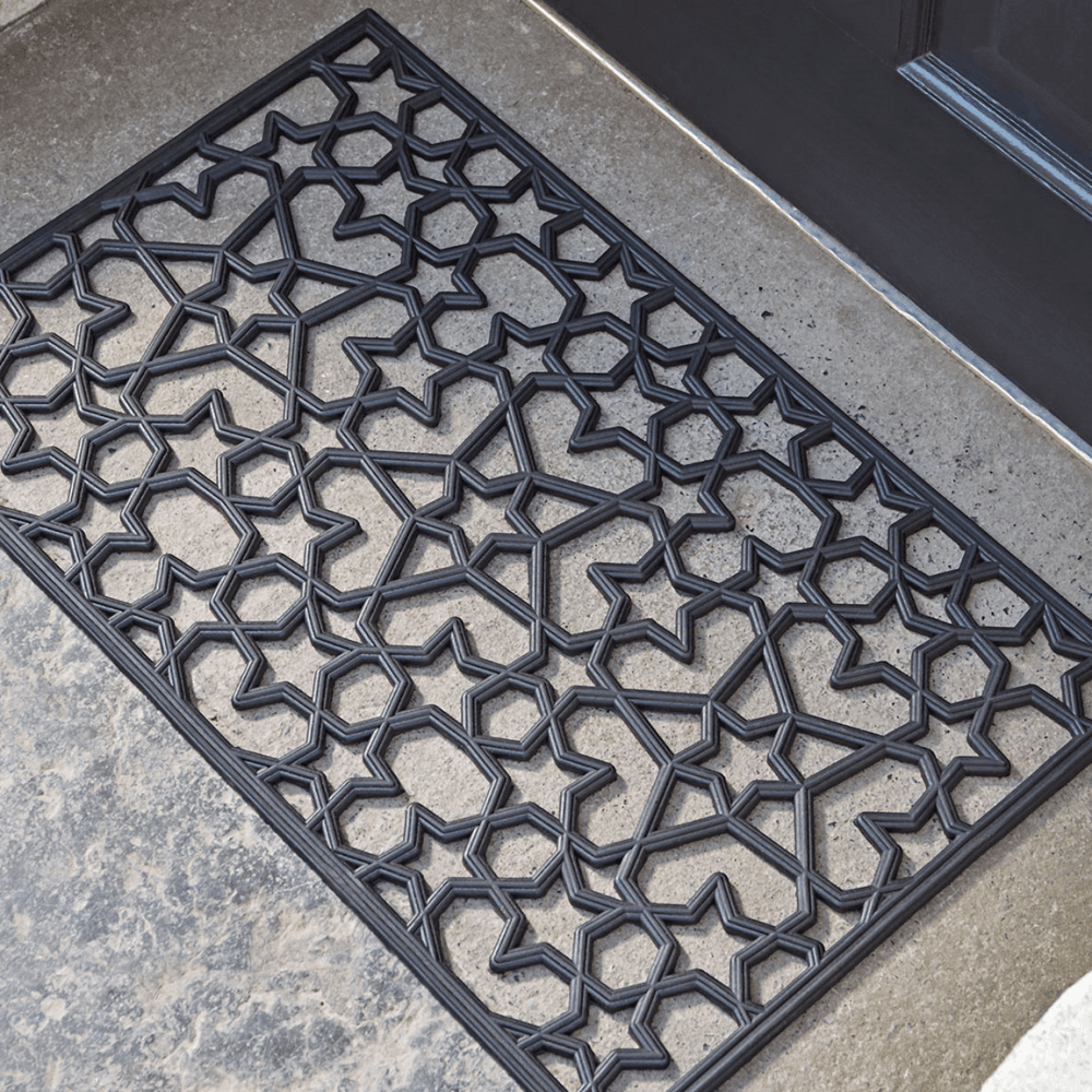 Star Rubber Doormat, Black