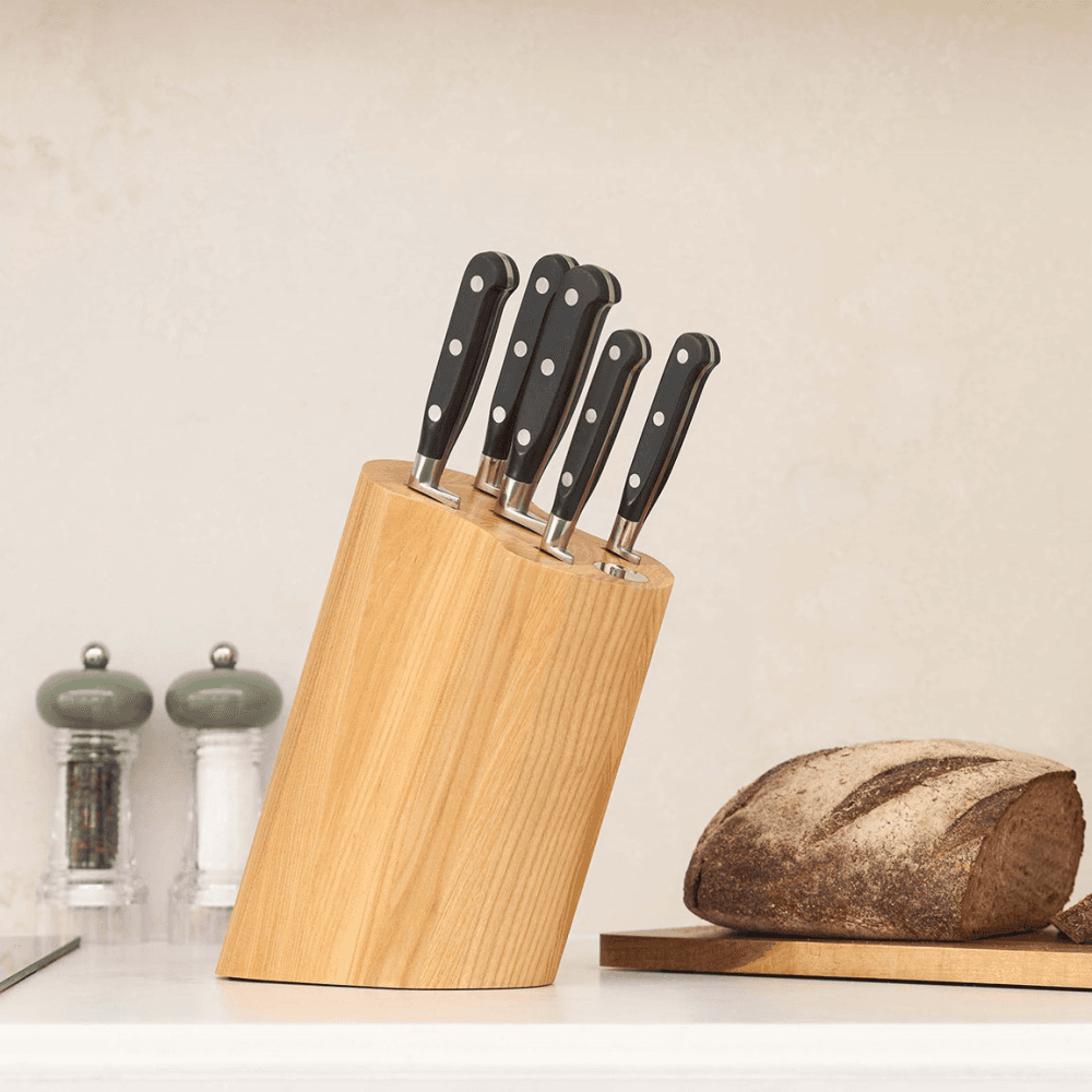 Professional 5 Piece Knife Block, Oak