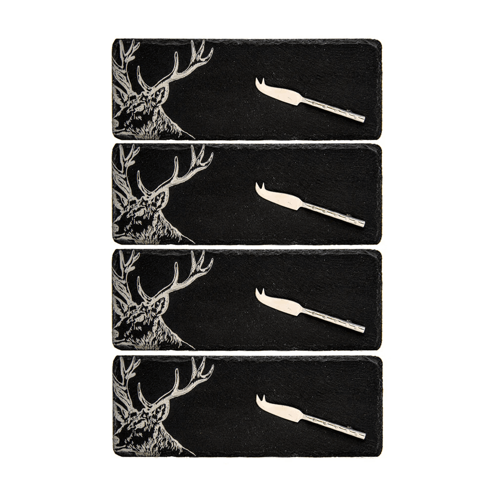 Stag Set of 4 Mini Cheese Board & Knives