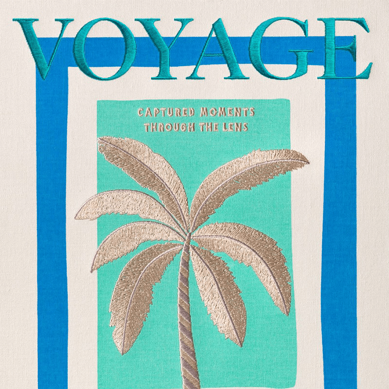 Voyage Embroidered Photo Album, Beige Multi