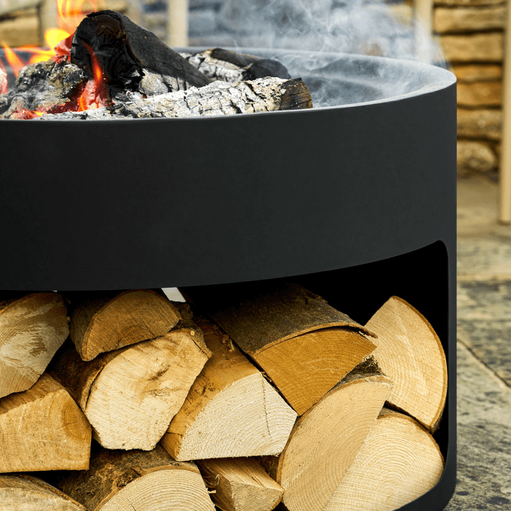 Sarsden Round Fire Pit & Log Store, Steel