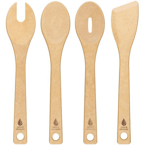 Image showing the Natural Elements Eco-Friendly Wood Fibre Four Piece Utensil Set, 2.5 x 30 cm product.