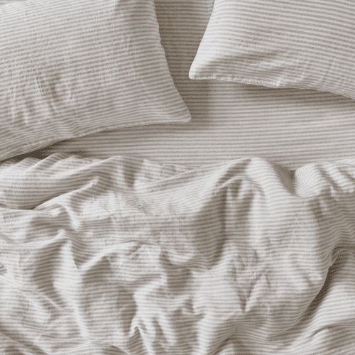 Image showing the Stripe Linen Blend Duvet Cover product.