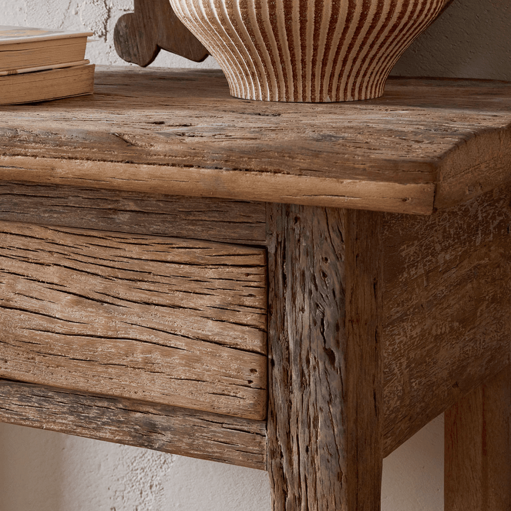 Ibo Reclaimed Wood 1 Drawer Console Table, Natural
