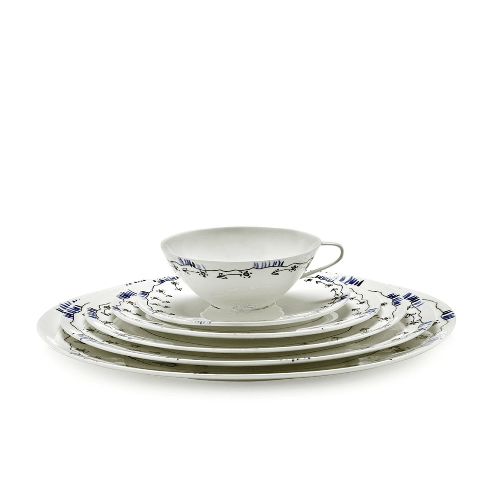 Midnight Flowers by Marni Set of 2 Tea Cups & Saucers, Anemone Milk