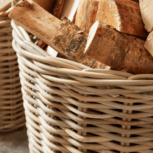 Image showing the Rattan Set of 2 Round Log Baskets, Natural product.