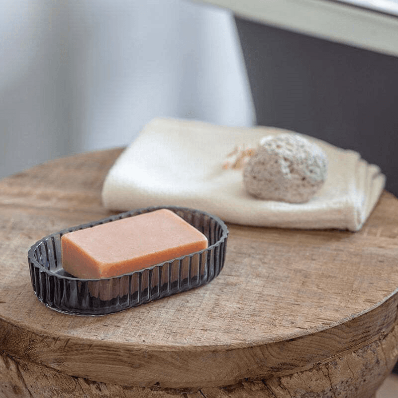 Valeska Recycled Glass Soap Dish, Grey Smoke