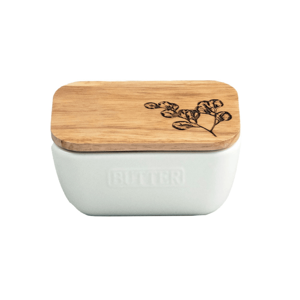 Flora Butter Dish, White