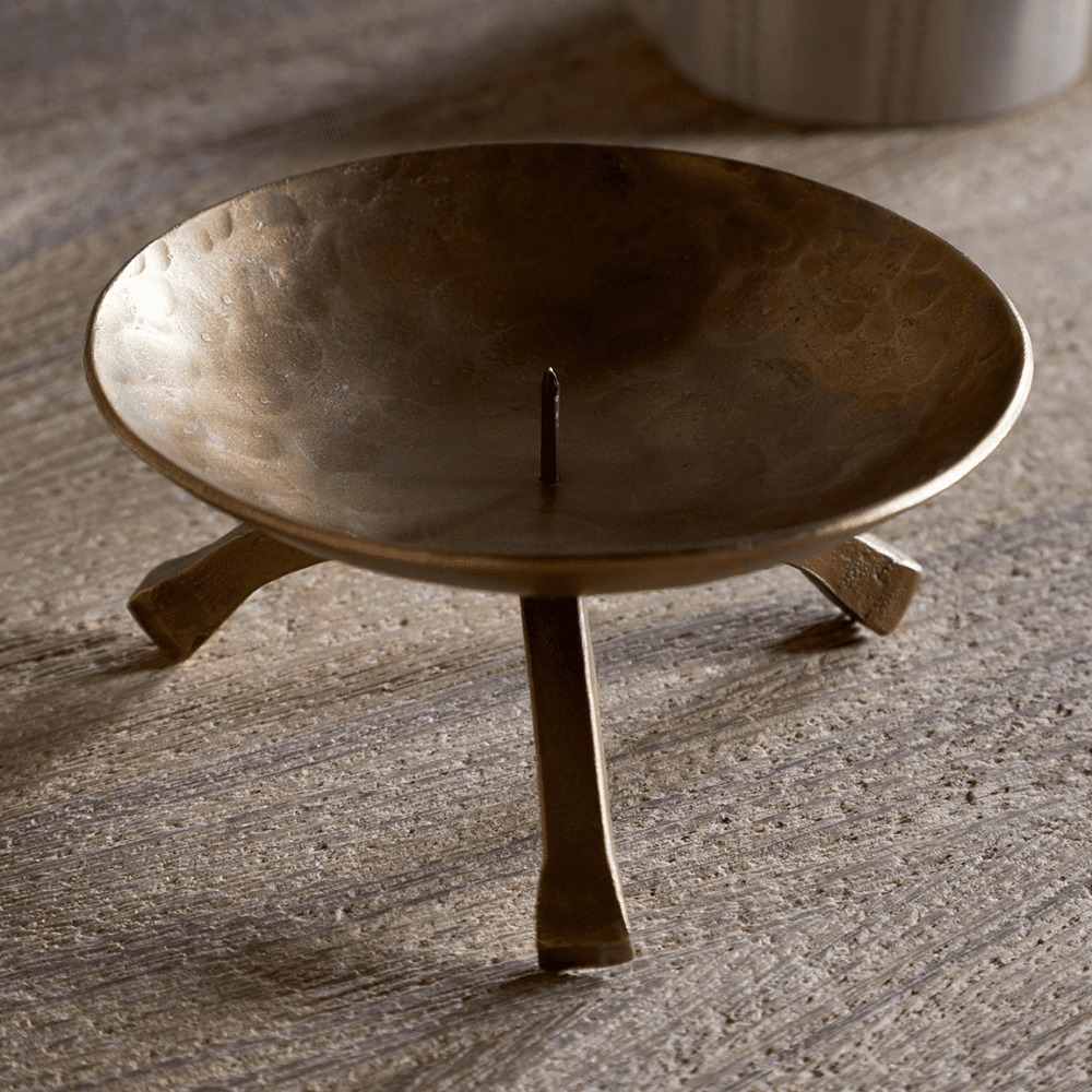 Kalika Candle Holder, Antique Brass