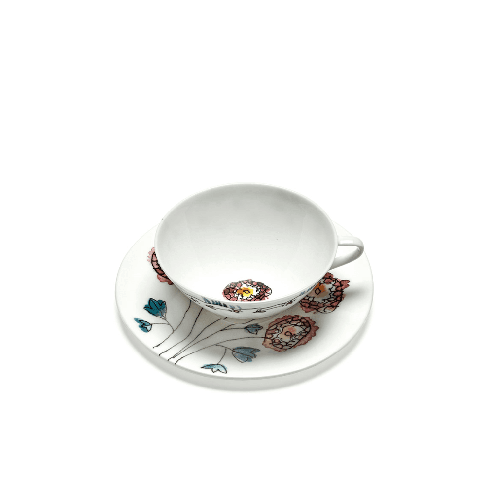 Midnight Flowers by Marni Set of 2 Coffee Cups & Saucers, Anemone Milk