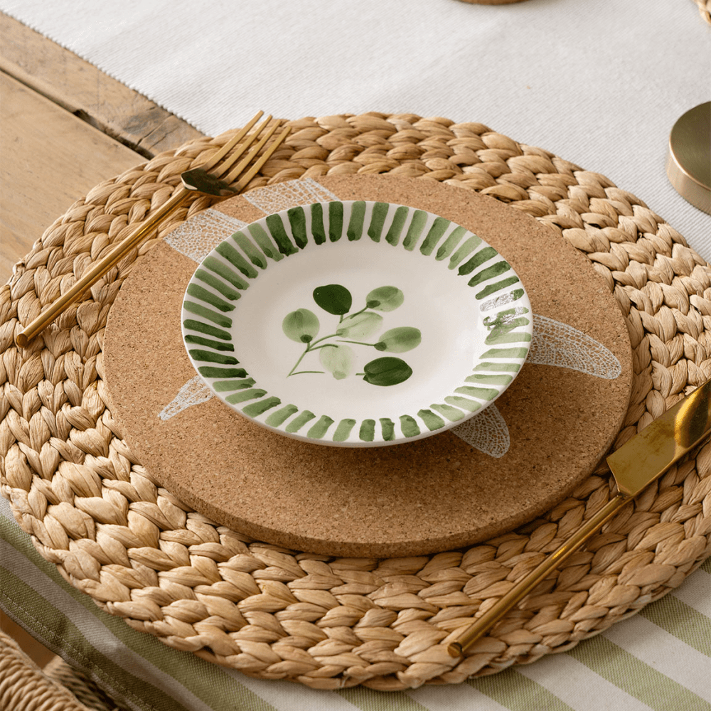 Flora Stripe Side Plate, Green