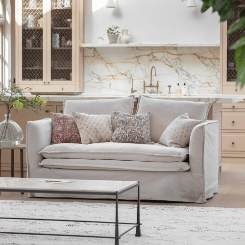 Image showing the Aldbury Oatmeal Tailored Sofa, Natural product.