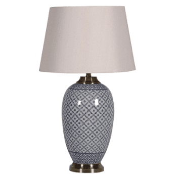 Image showing the Lattice Patterned Cylinder Table Lamp & Shade product.