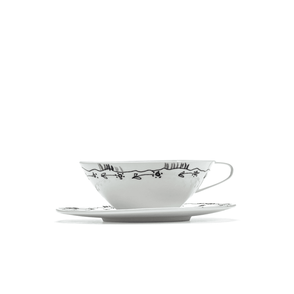 Midnight Flowers by Marni Set of 2 Tea Cups & Saucers, Anemone Milk