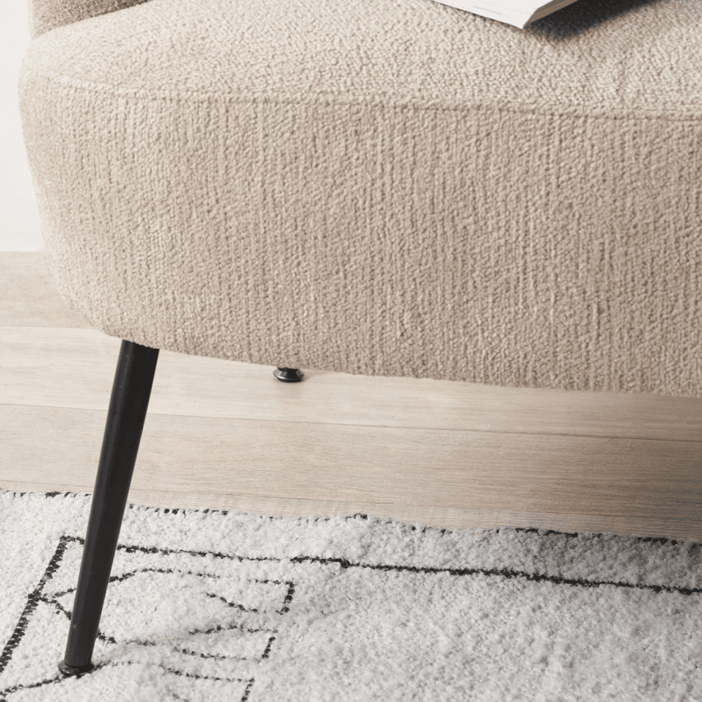 Aviana Teddy and Metal Sofa, Taupe