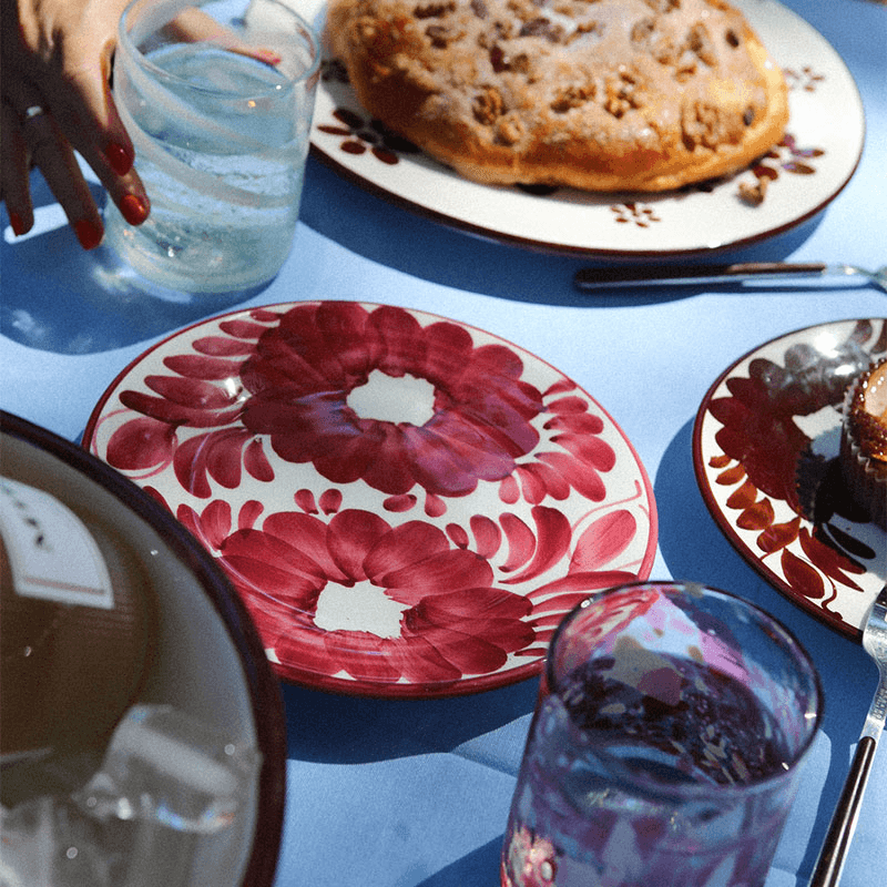 Florita Set of 4 Dessert Plates, Kiwi, Sorbet, Espresso & Grenadine