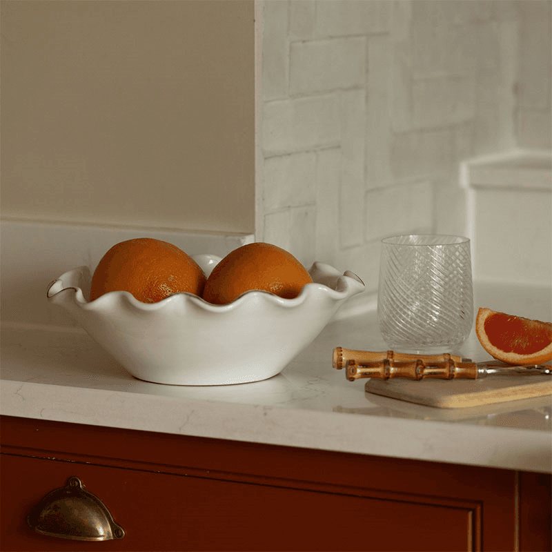 Ruffle Ceramic Bowl, White