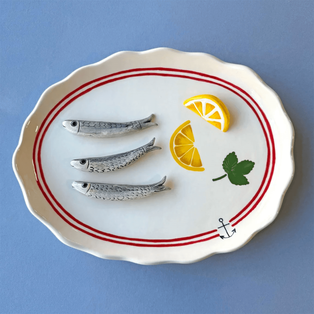 Sardine Lemon Platter, Yellow & Green