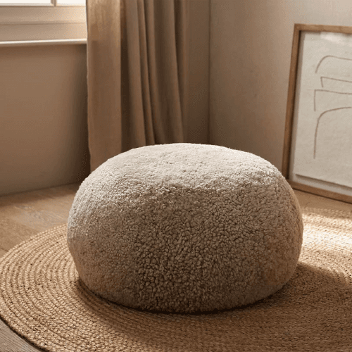 Image showing the Sheepskin Cosy Pouffe, Oatmeal product.