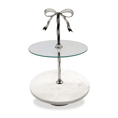Image showing the Bow Cake Stand, Silver & White product.