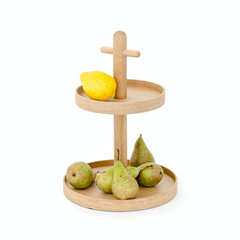 Cookhouse Two tier fruit stand, Natural Oak