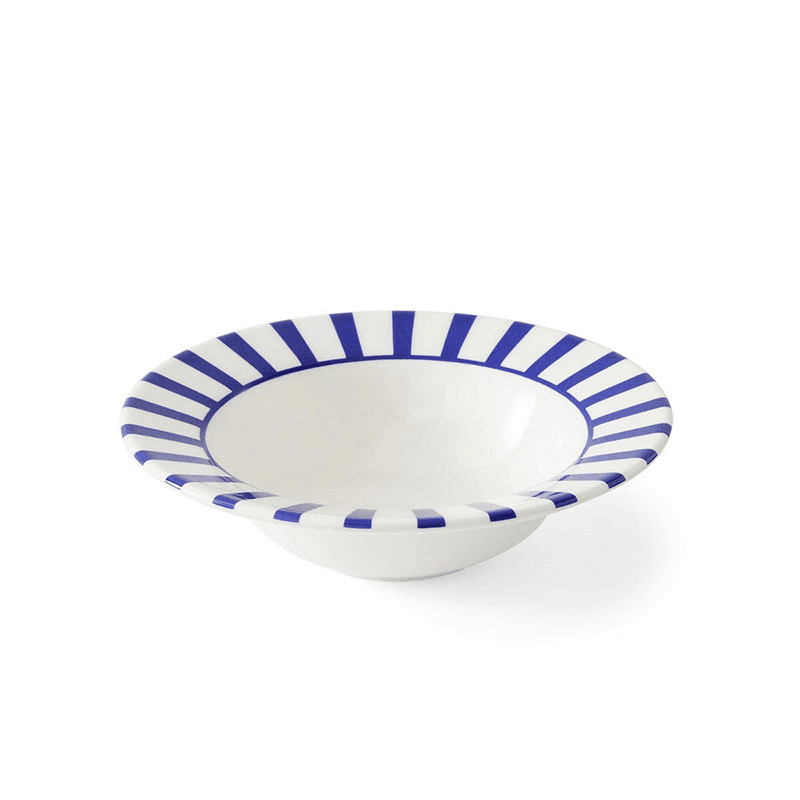 Stecatto Set of 4 Cereal Bowls, White and Blue