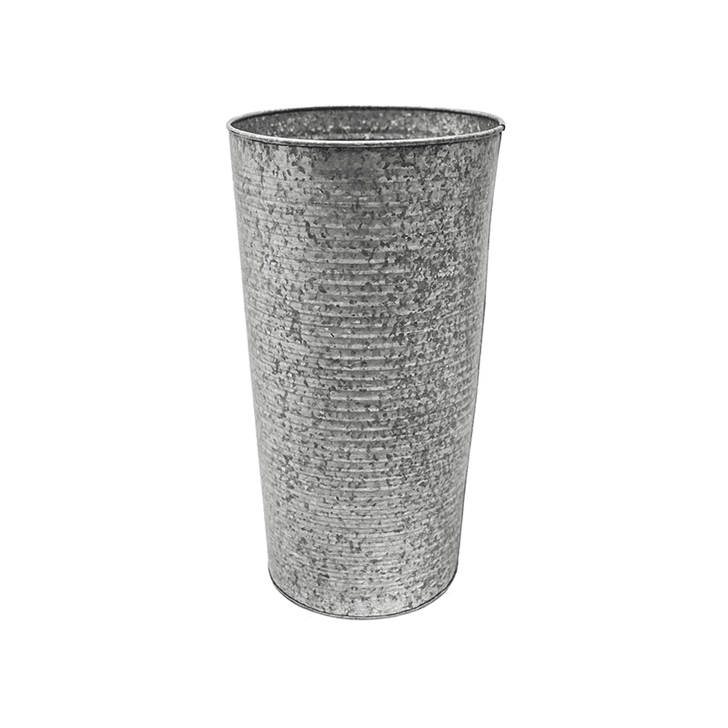 Galvanised Ribbed Vase, Silver