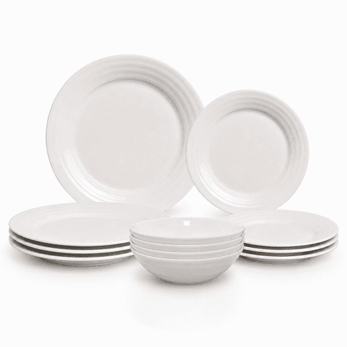Image showing the Essence Essence 12 Piece Bone China Dinner Set, White product.