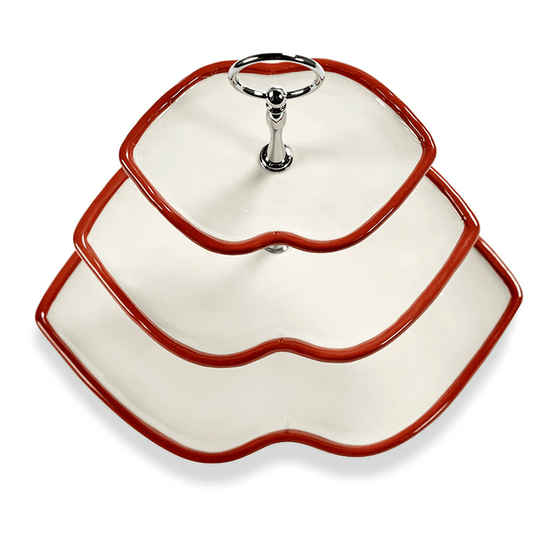 Les Objets Mouleversants by Wouters&Hend Lips Three Tier Cake Stand, Red & White