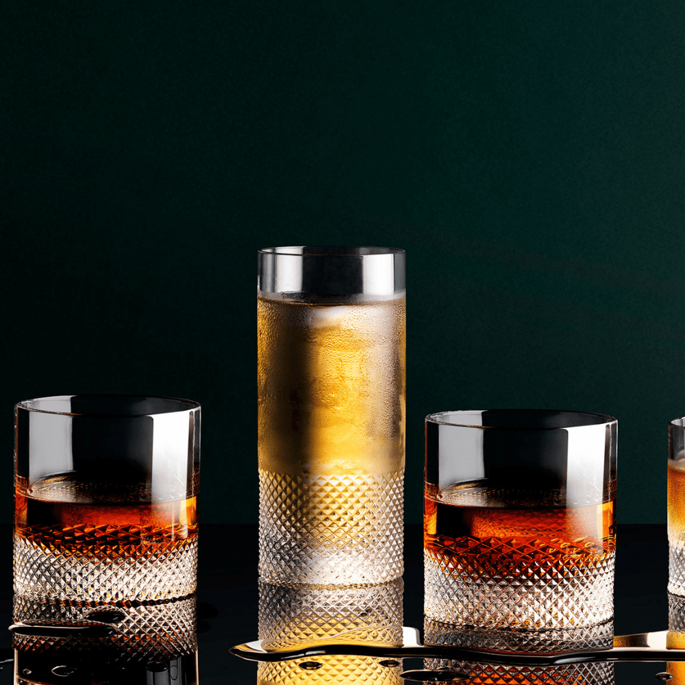 Diamond Cut Crystal Double Old Fashioned Tumbler
