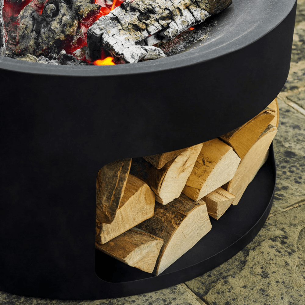 Sarsden Round Fire Pit & Log Store, Steel