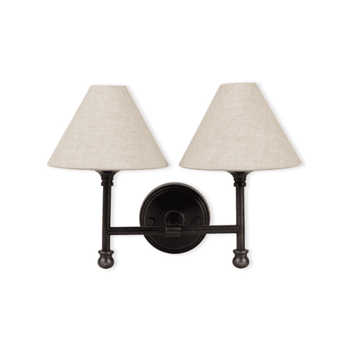 Image showing the Kelmscot Double Wall Light, Antique Bronze Finish product.