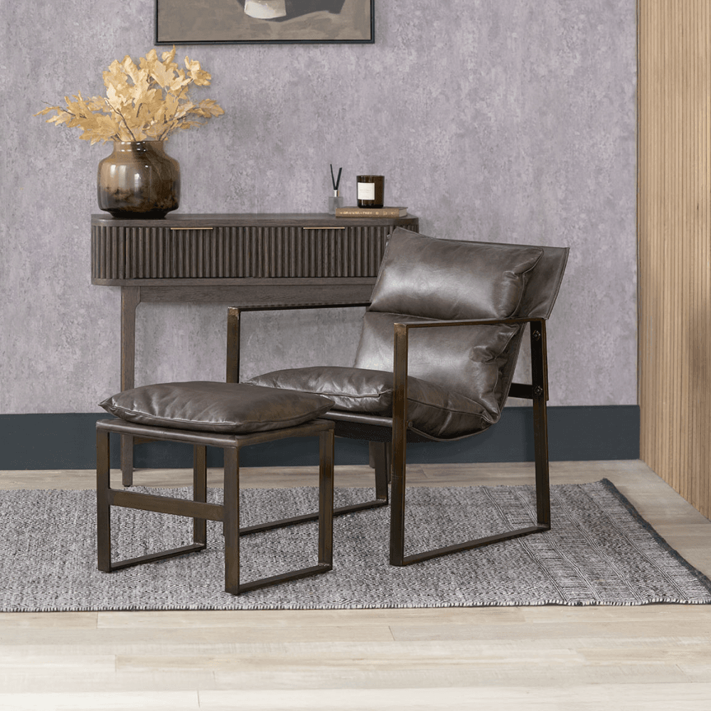 Nico Leather Chair and Footstool