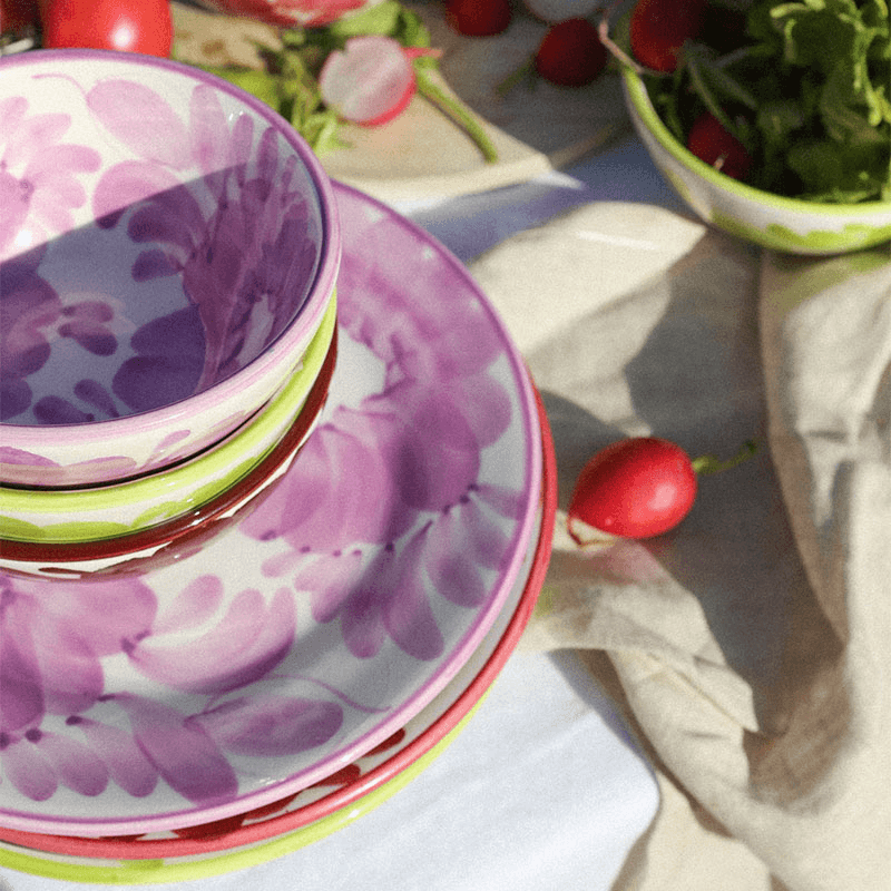 Florita Set of 4 Dessert Plates, Kiwi, Sorbet, Espresso & Grenadine