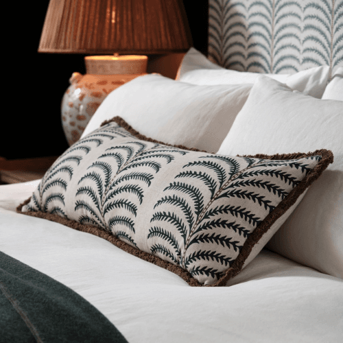 Image showing the Areca Bolster Cushion, 35 x 90cm, Air Force Blue product.