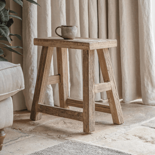 Image showing the Ibo Reclaimed Wood Low Stool, Natural product.