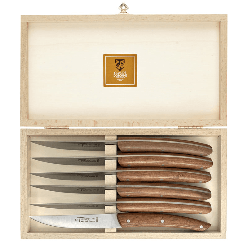 Box of 6 Steak Knives, Exotic Wood