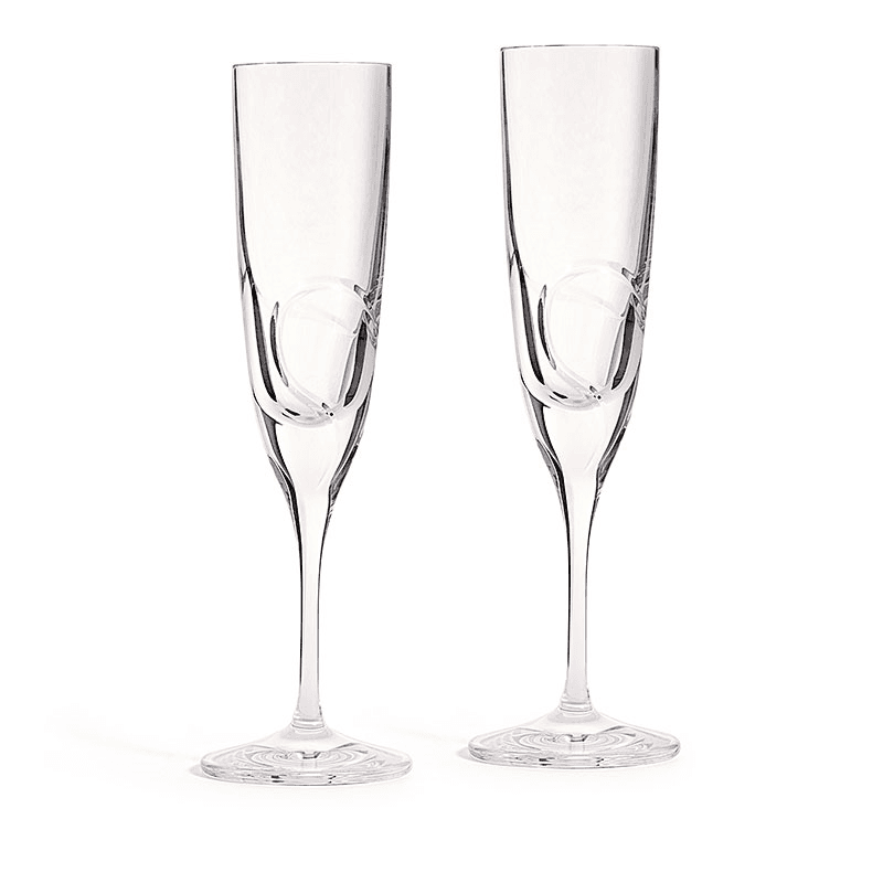 Luxe Graphite Pair of Champagne Flutes, Clear