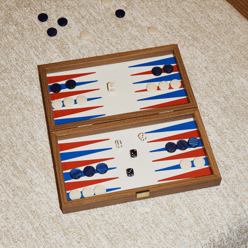 Image showing the Milos Travel Backgammon Set, Red, White & Blue product.
