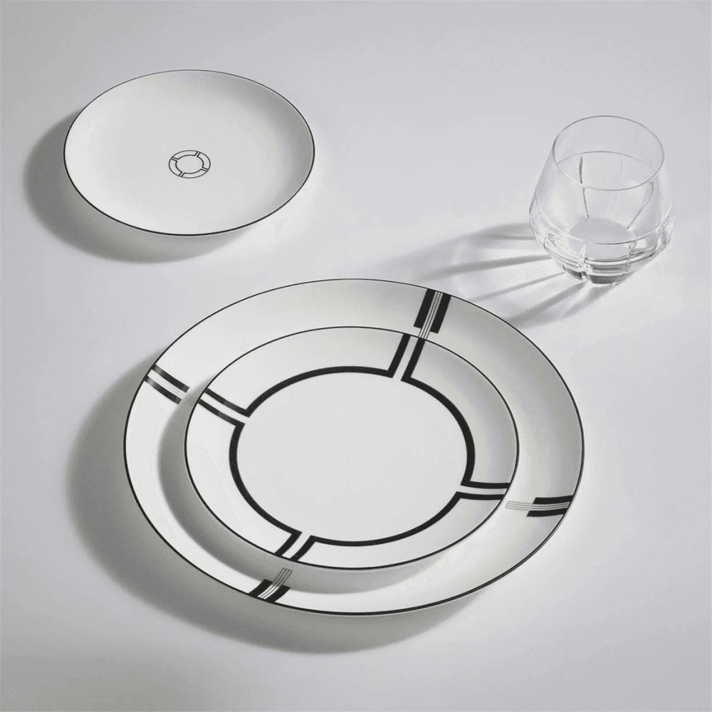 Luxe Graphite Dinner Plate, Black & White