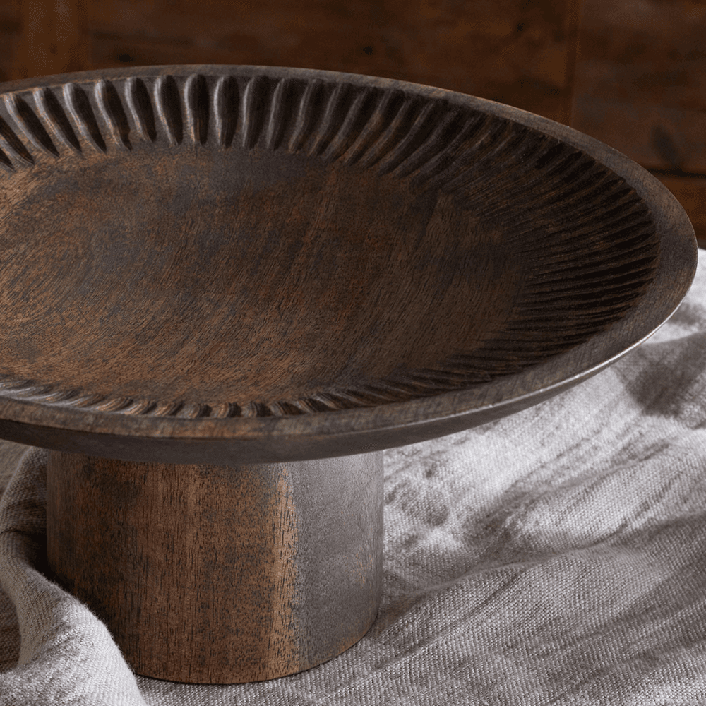 Eisha Wooden Cake Stand, Brown