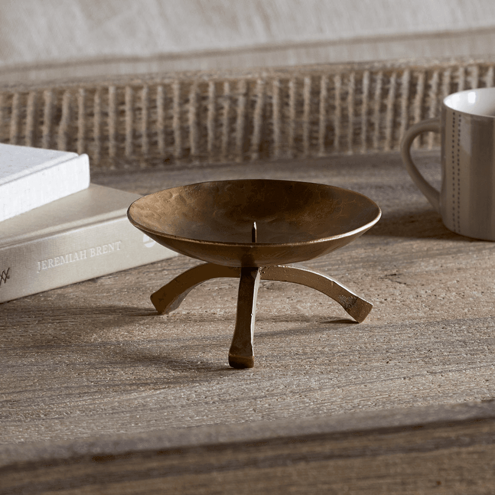 Kalika Candle Holder, Antique Brass